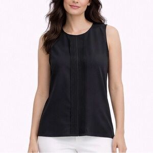 Black Sleeveless Top with Pleated Detail
